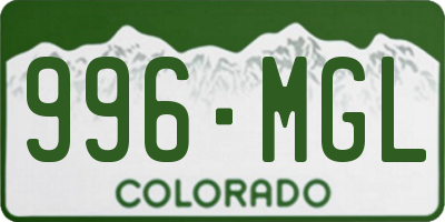 CO license plate 996MGL