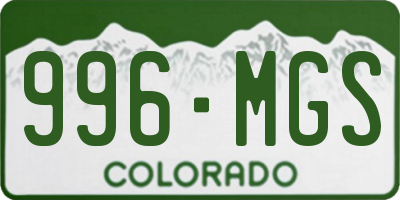 CO license plate 996MGS