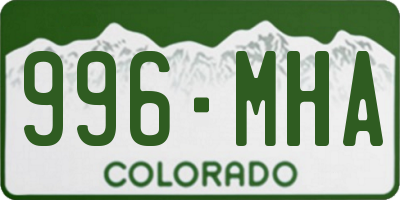 CO license plate 996MHA