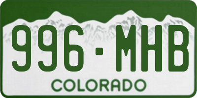 CO license plate 996MHB