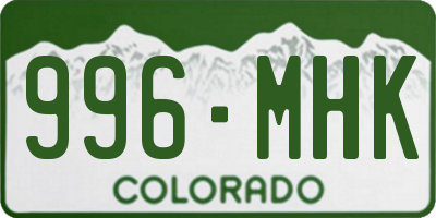 CO license plate 996MHK