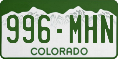 CO license plate 996MHN