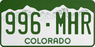CO license plate 996MHR
