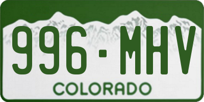 CO license plate 996MHV