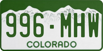 CO license plate 996MHW