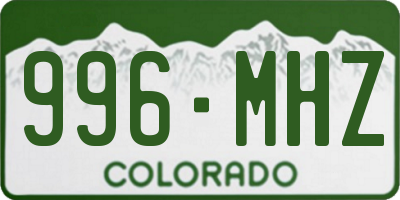 CO license plate 996MHZ