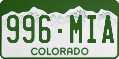 CO license plate 996MIA