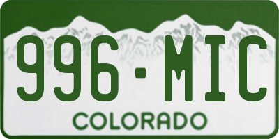 CO license plate 996MIC