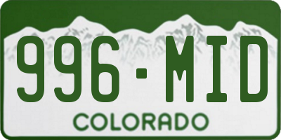 CO license plate 996MID