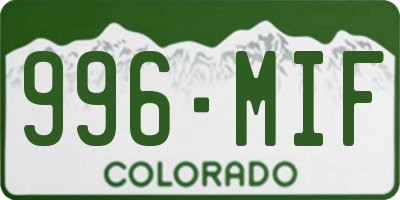 CO license plate 996MIF