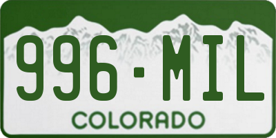CO license plate 996MIL