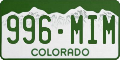 CO license plate 996MIM