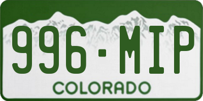 CO license plate 996MIP