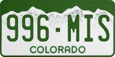 CO license plate 996MIS