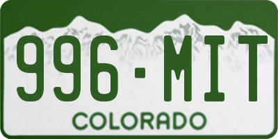 CO license plate 996MIT