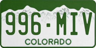 CO license plate 996MIV