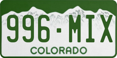 CO license plate 996MIX