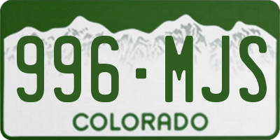 CO license plate 996MJS