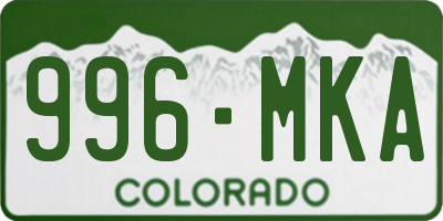 CO license plate 996MKA