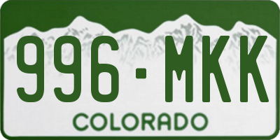 CO license plate 996MKK