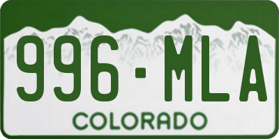 CO license plate 996MLA
