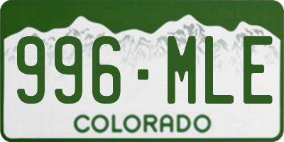 CO license plate 996MLE