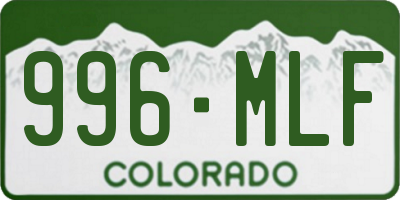CO license plate 996MLF