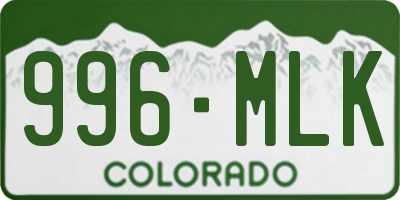 CO license plate 996MLK