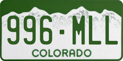 CO license plate 996MLL