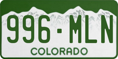 CO license plate 996MLN