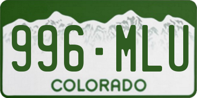 CO license plate 996MLU