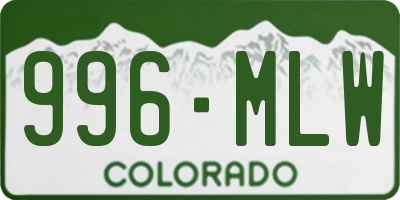 CO license plate 996MLW
