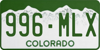 CO license plate 996MLX