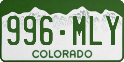 CO license plate 996MLY