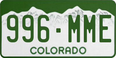 CO license plate 996MME
