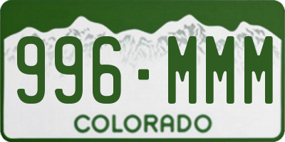 CO license plate 996MMM
