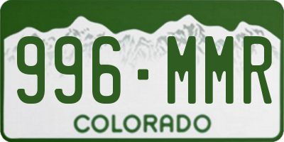 CO license plate 996MMR