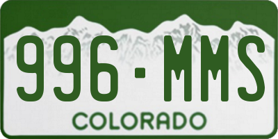 CO license plate 996MMS
