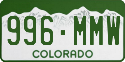 CO license plate 996MMW