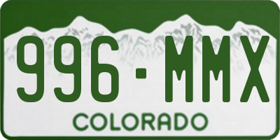 CO license plate 996MMX