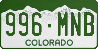 CO license plate 996MNB