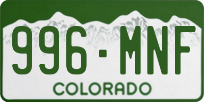 CO license plate 996MNF