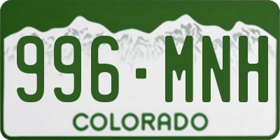 CO license plate 996MNH