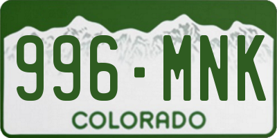 CO license plate 996MNK