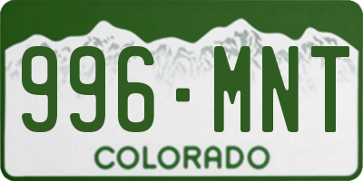 CO license plate 996MNT