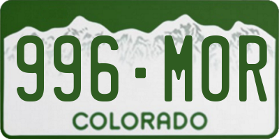 CO license plate 996MOR