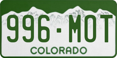 CO license plate 996MOT