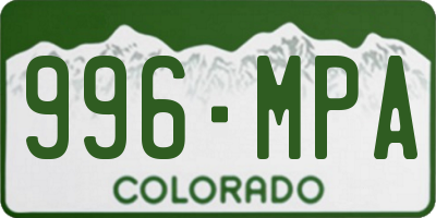 CO license plate 996MPA