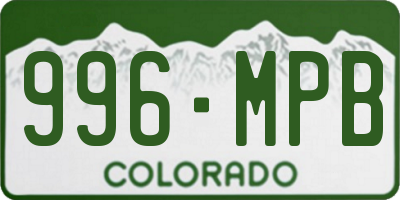 CO license plate 996MPB