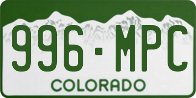CO license plate 996MPC